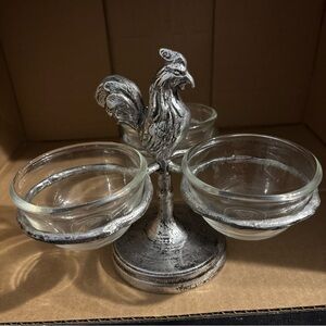 Silver Rooster Condiment Server, made in Thailand